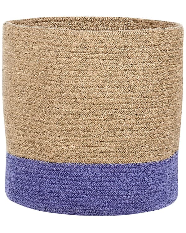 Set med 2 Förvaringskorgar Bomull Beige och Lila Flätade Tvättkorgar Tygkorgar