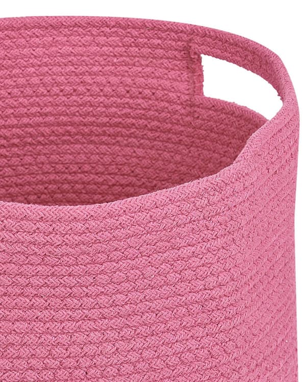Set med 2 Förvaringskorgar Bomull Rosa Flätade Tvättkorgar Leksaker Tygkorgar