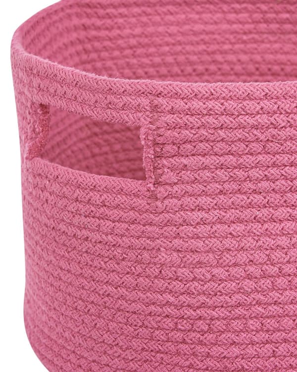 Set med 2 Förvaringskorgar Bomull Rosa Flätade Tvättkorgar Leksaker Tygkorgar