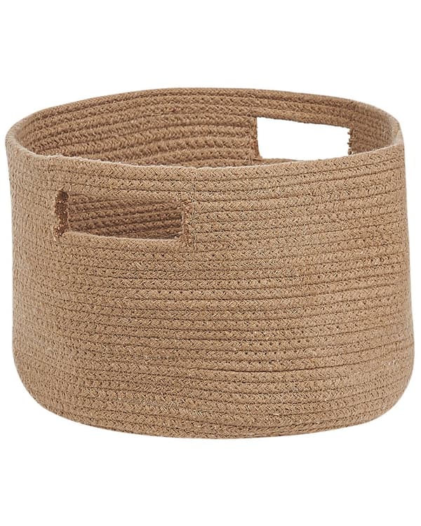 Set med 2 Förvaringskorgar Bomull Beige Flätade Tvättkorgar Leksaker Tygkorgar