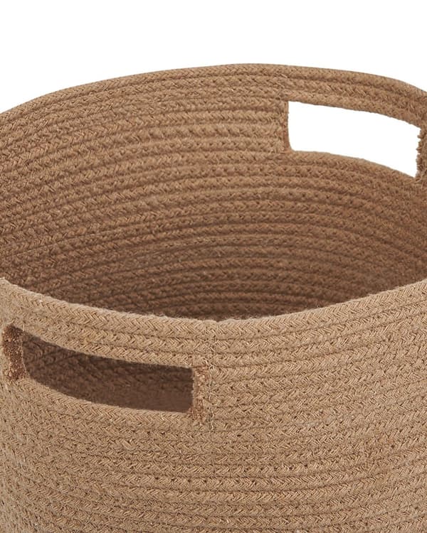 Set med 2 Förvaringskorgar Bomull Beige Flätade Tvättkorgar Leksaker Tygkorgar