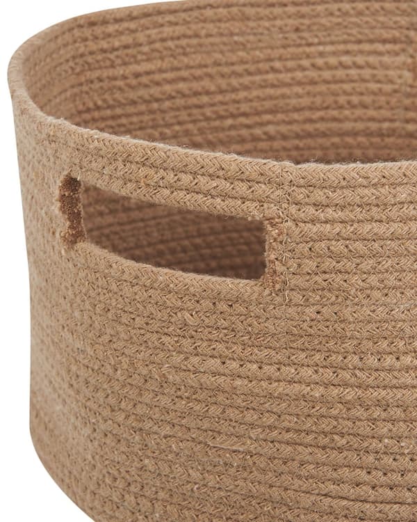 Set med 2 Förvaringskorgar Bomull Beige Flätade Tvättkorgar Leksaker Tygkorgar