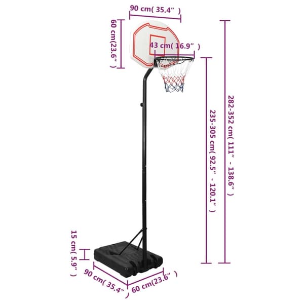 vidaXL Basketkorg med stativ vit 282-352 cm polyeten