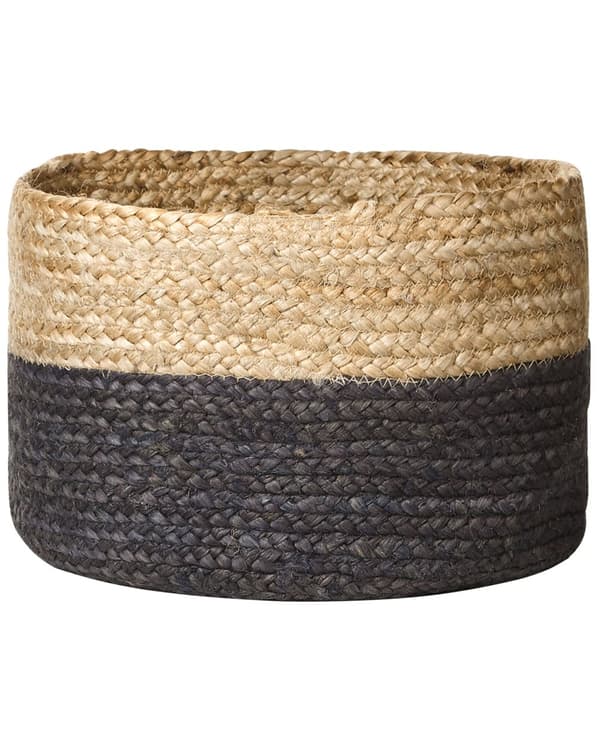 Fletkurve Natur Beige Sort Jute sæt af 3 13 / 15 / 25 cm Runde Opbevaringskurve Afrikansk Design Flettede Kurve til Strikketøj Boho