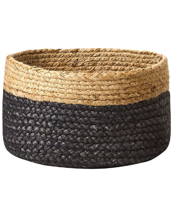 Fletkurve Natur Beige Sort Jute sæt af 3 13 / 15 / 25 cm Runde Opbevaringskurve Afrikansk Design Flettede Kurve til Strikketøj Boho