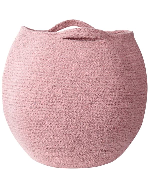 Sæt med 2 Opbevaringskurve Lyserød Bomuld 20 x 30 cm Vasketøjsbeholdere Håndvævede Beholdere