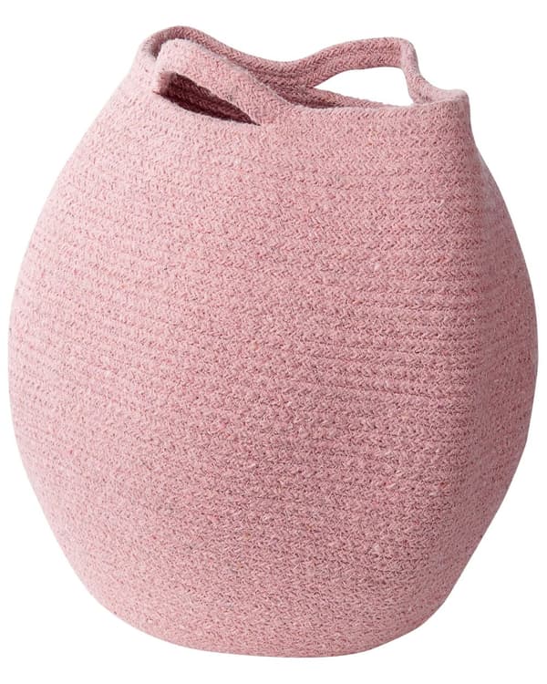 Sæt med 2 Opbevaringskurve Lyserød Bomuld 20 x 30 cm Vasketøjsbeholdere Håndvævede Beholdere