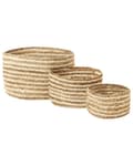 Miniatyrbillede 1 af 9: Fletkurve Natur Beige Jute sæt af 3 13 / 14 / 20 cm Runde Opbevaringskurve Afrikansk Design kurve til Strikketøj Boho