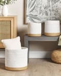 Pikkukuva 2 / 6: Kori valkoinen beige puuvilla juutti pyöreä 3 kpl käsintehty boho moderni