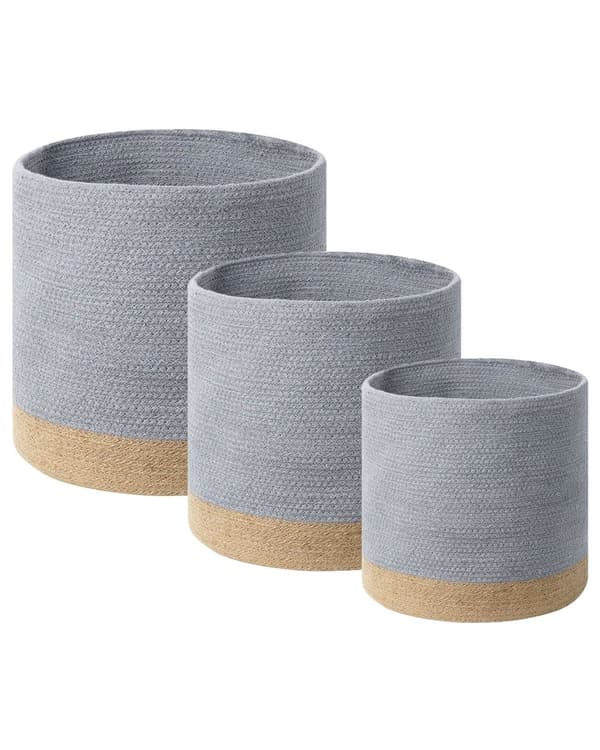Kori harmaa beige puuvilla juutti pyöreä 3 kpl käsintehty boho moderni