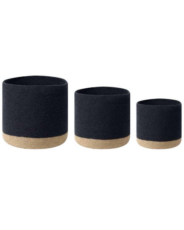 Kori musta beige puuvilla juutti pyöreä 3 kpl käsintehty boho moderni