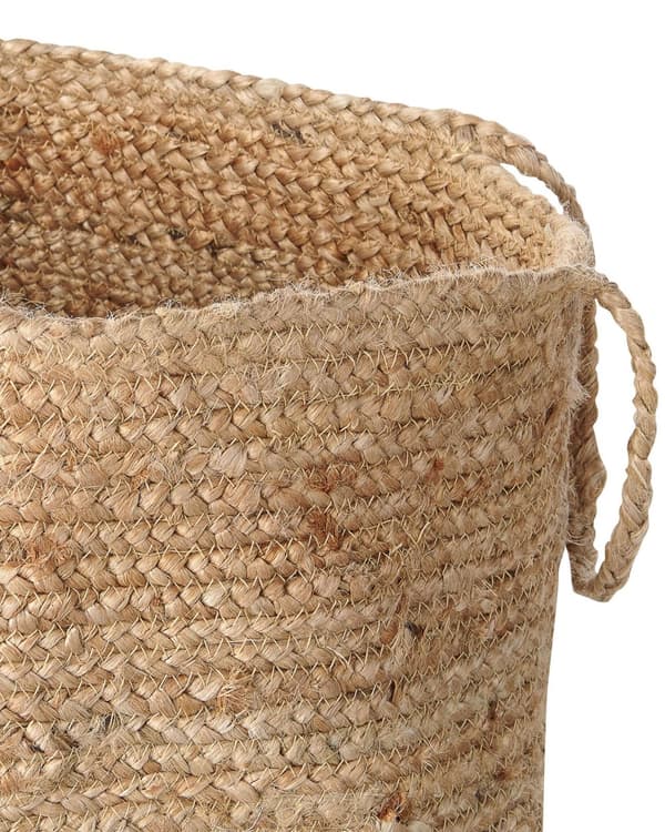 Kori beige vaaleansininen 50 x 50 x 50 cm juutti puuvilla pyöreä 2 kpl kahvoilla käsintehty boho rustiikkinen