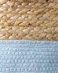 Pikkukuva 7 / 7: Kori beige vaaleansininen 50 x 50 x 50 cm juutti puuvilla pyöreä 2 kpl kahvoilla käsintehty boho rustiikkinen