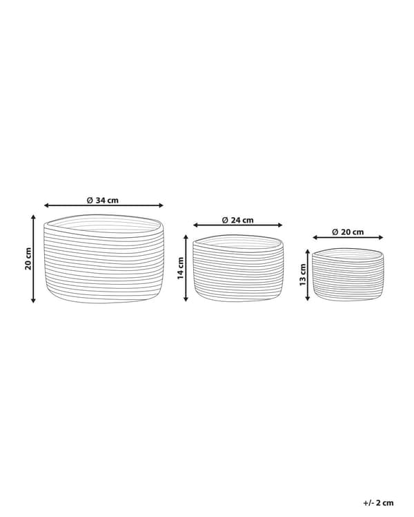 Set med 3 Förvaringslådor Naturlig Beige Jute 13/14/20 cm Höjd Tvättkorg Skräpkorg Tillbehör Dekoration Bohemisk