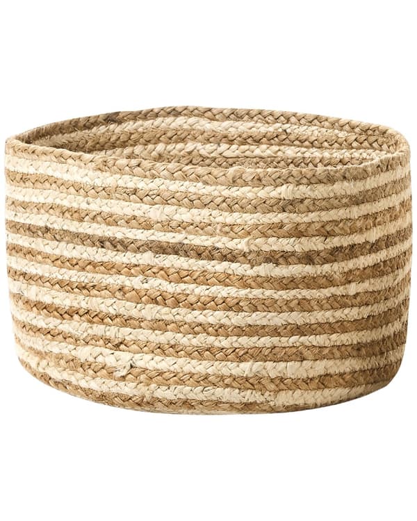 Set med 3 Förvaringslådor Naturlig Beige Jute 13/14/20 cm Höjd Tvättkorg Skräpkorg Tillbehör Dekoration Bohemisk