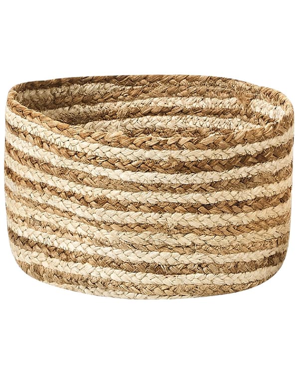 Set med 3 Förvaringslådor Naturlig Beige Jute 13/14/20 cm Höjd Tvättkorg Skräpkorg Tillbehör Dekoration Bohemisk