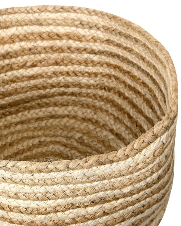 Set med 3 Förvaringslådor Naturlig Beige Jute 13/14/20 cm Höjd Tvättkorg Skräpkorg Tillbehör Dekoration Bohemisk