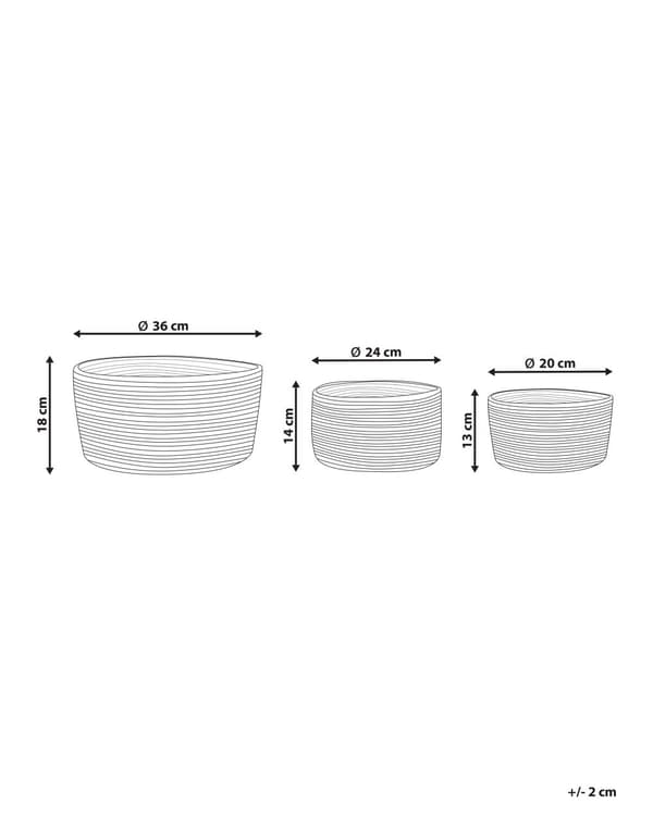 Set med 3 Förvaringslådor Naturlig Beige Jute 13/14/18 cm Höjd Tvättkorg Skräpkorg Tillbehör Dekoration Bohemisk