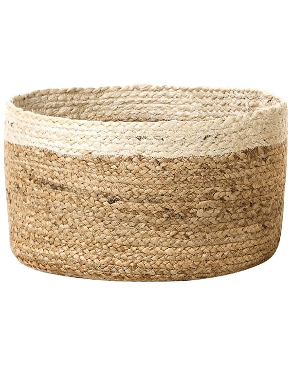 Set med 3 Förvaringslådor Naturlig Beige Jute 13/14/18 cm Höjd Tvättkorg Skräpkorg Tillbehör Dekoration Bohemisk