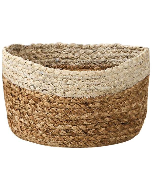 Set med 3 Förvaringslådor Naturlig Beige Jute 13/14/18 cm Höjd Tvättkorg Skräpkorg Tillbehör Dekoration Bohemisk