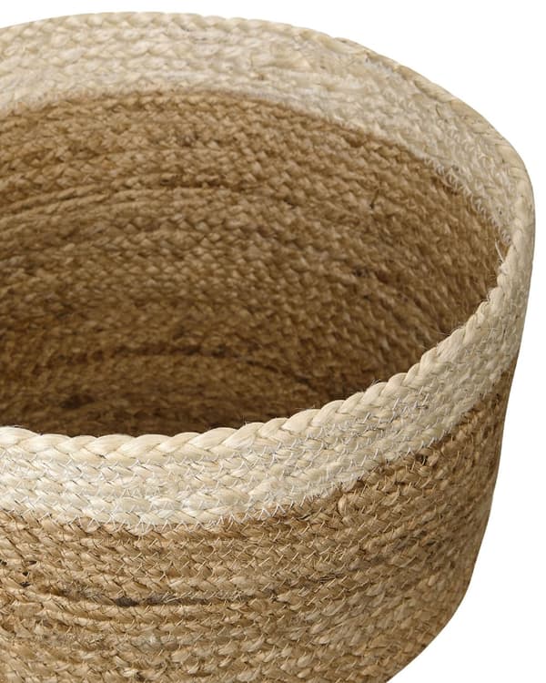 Set med 3 Förvaringslådor Naturlig Beige Jute 13/14/18 cm Höjd Tvättkorg Skräpkorg Tillbehör Dekoration Bohemisk