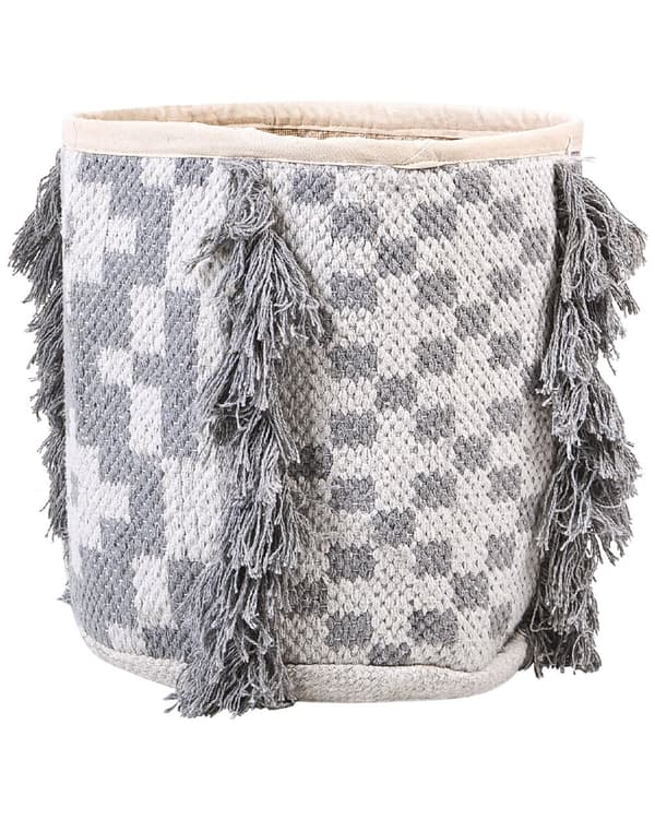 Set med 2 Förvaringslådor Off-White och Grå Bomull 40/45 cm Höjd Tvättkorgar Skräpkorgar Tillbehör Dekoration Bohemisk