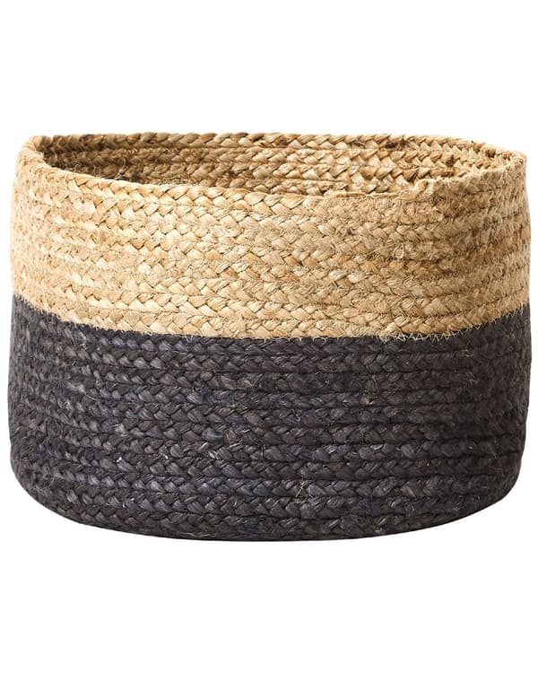 Set med 3 Förvaringslådor Naturlig Svart Jute 13/15/25 cm Höjd Tvättkorg Skräpkorg Tillbehör Dekoration Bohemisk