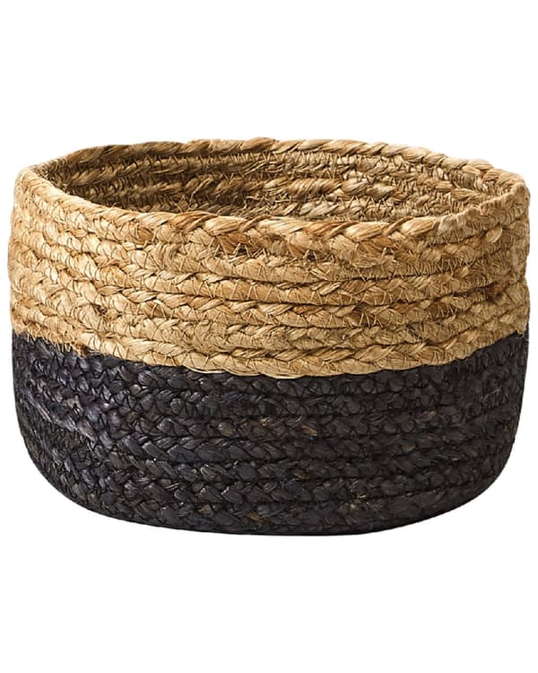 Set med 3 Förvaringslådor Naturlig Svart Jute 13/15/25 cm Höjd Tvättkorg Skräpkorg Tillbehör Dekoration Bohemisk
