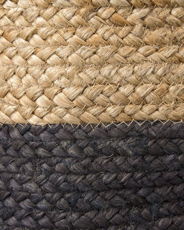 Set med 3 Förvaringslådor Naturlig Svart Jute 13/15/25 cm Höjd Tvättkorg Skräpkorg Tillbehör Dekoration Bohemisk