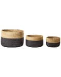 Miniatyrbild 1 av 9: Set med 3 Förvaringslådor Naturlig Svart Jute 13/15/25 cm Höjd Tvättkorg Skräpkorg Tillbehör Dekoration Bohemisk