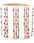 Pikkukuva 4 / 7: Kori beige punainen 2 kpl puuvilla villa hapsut pyöreä kevyt setti käsintehty boho rustiikkinen