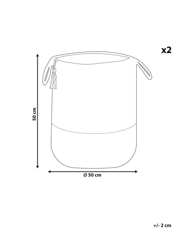 Set med 2 Förvaringskorgar Bomull Jute Marinblå och Naturlig 50 cm Tvättkorgar Bohemiska
