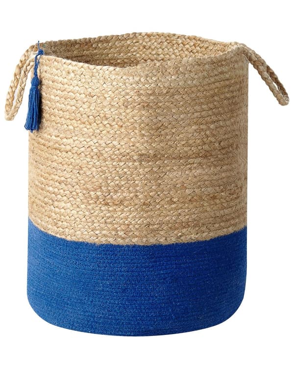 Set med 2 Förvaringskorgar Bomull Jute Marinblå och Naturlig 50 cm Tvättkorgar Bohemiska