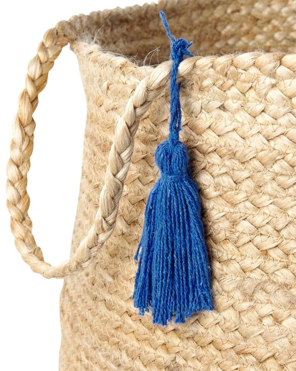 Set med 2 Förvaringskorgar Bomull Jute Marinblå och Naturlig 50 cm Tvättkorgar Bohemiska