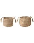 Miniatyrbild 1 av 6: Set med 2 Förvaringskorgar Jute Natur 38 cm Tvättkorgar Bohemiska