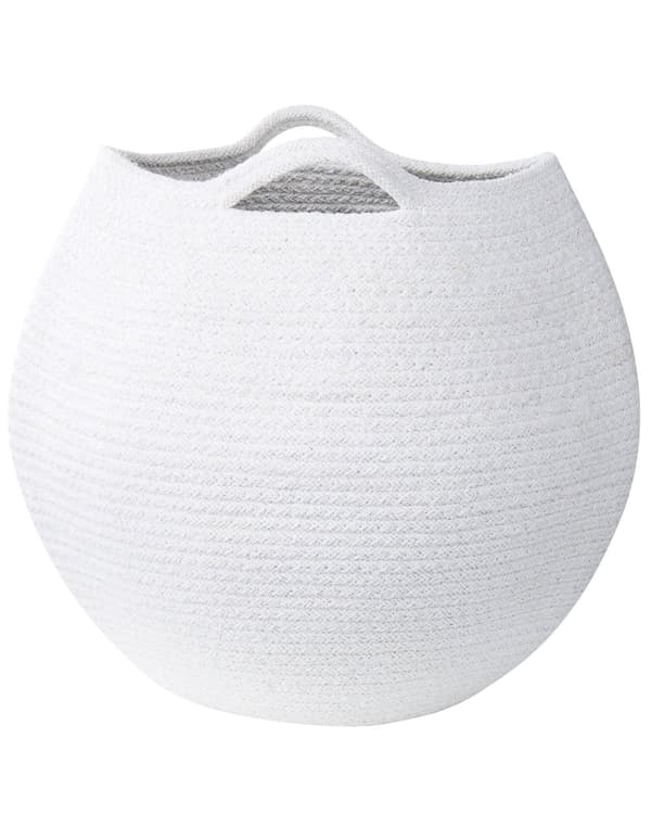 Set med 2 Förvaringskorgar Off-White Bomull 20 x 30 cm Handvävda Tvättkorgar