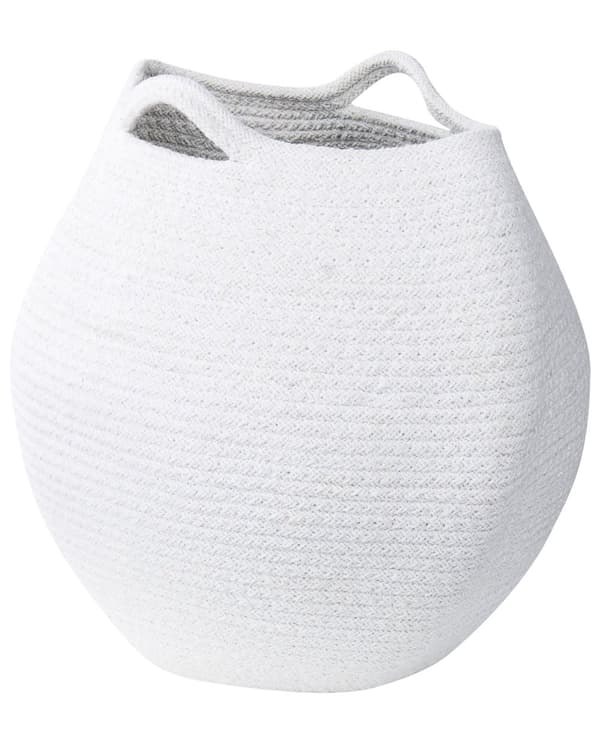 Set med 2 Förvaringskorgar Off-White Bomull 20 x 30 cm Handvävda Tvättkorgar