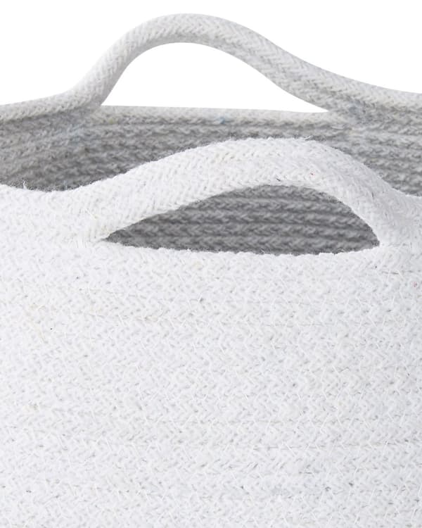 Set med 2 Förvaringskorgar Off-White Bomull 20 x 30 cm Handvävda Tvättkorgar
