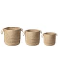 Miniatyrbild 1 av 7: Set med 3 Förvaringskorgar Jute Naturlig 30 cm Tvättkorgar Bohemiska