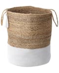 Miniatyrbild 4 av 7: Set med 2 Förvaringskorgar Bomull Jute Vit och Naturlig 50 cm Tvättkorgar Bohemiska
