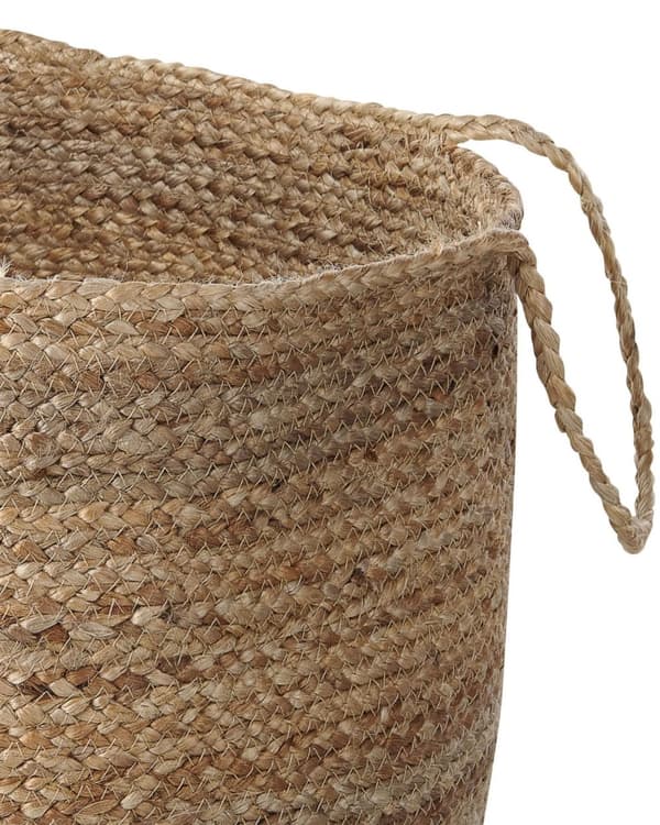 Set med 2 Förvaringskorgar Bomull Jute Vit och Naturlig 50 cm Tvättkorgar Bohemiska