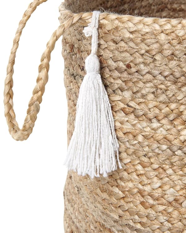 Set med 2 Förvaringskorgar Bomull Jute Vit och Naturlig 50 cm Tvättkorgar Bohemiska