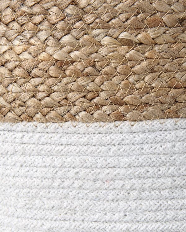 Set med 2 Förvaringskorgar Bomull Jute Vit och Naturlig 50 cm Tvättkorgar Bohemiska