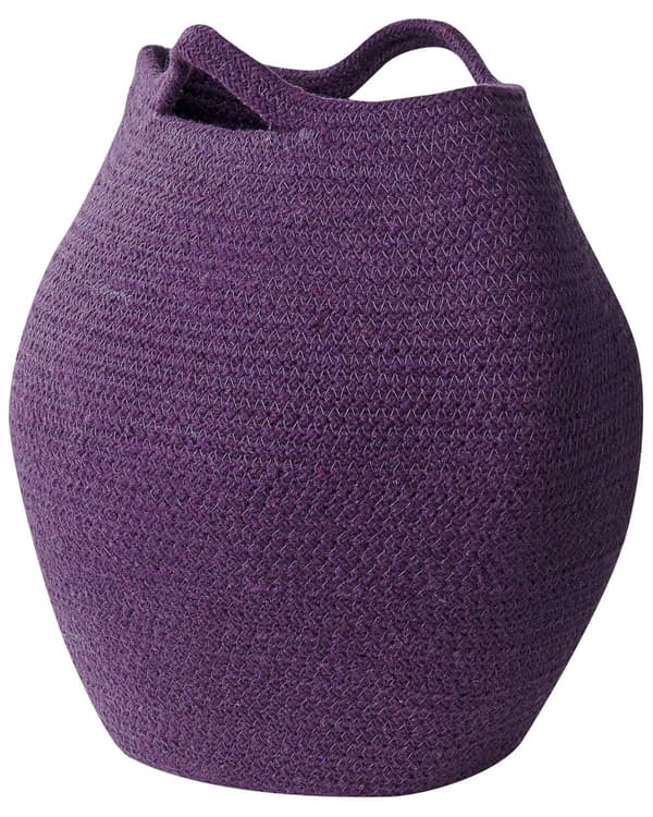 Set med 2 Förvaringskorgar Lila Bomull 20 x 30 cm Handvävda Tvättkorgar