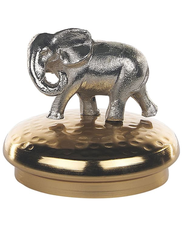 Set med 2 Dekorativa Behållare Guld och Silver Aluminiumburkar Djurmotiv Lock Genomskinliga Hall Vardagsrum Kök