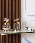 Miniatyrbild 2 av 9: Set med 2 Dekorativa Behållare Guld och Silver Aluminiumburkar Djurmotiv Lock Genomskinliga Hall Vardagsrum Kök