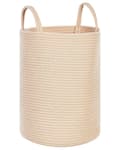 Pikkukuva 4 / 7: Kori vaalea beige 34 x 39 x 34 cm puuvilla polyesteri pyöreä 2 kpl kahvat skandinaavinen