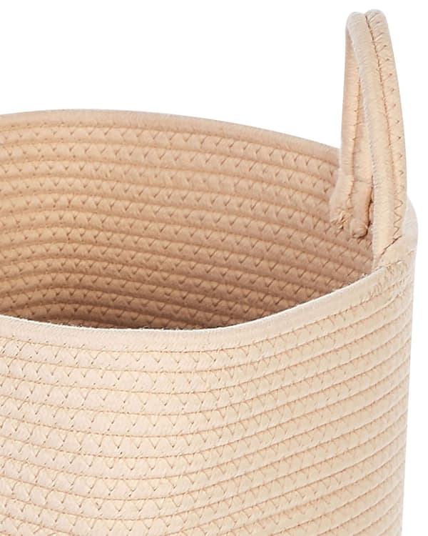 Kori vaalea beige 34 x 39 x 34 cm puuvilla polyesteri pyöreä 2 kpl kahvat skandinaavinen
