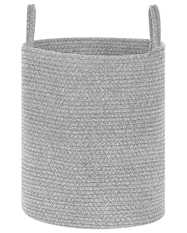 Kori harmaa 34 x 39 x 34 cm puuvilla polyesteri pyöreä 2 kpl kahvat skandinaavinen