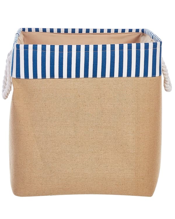 Sæt med 2 Opbevaringskurve Polyester Bomuld Beige Vasketøjsbeholdere Organisering med Håndtag Traditionel Stue Soveværelse